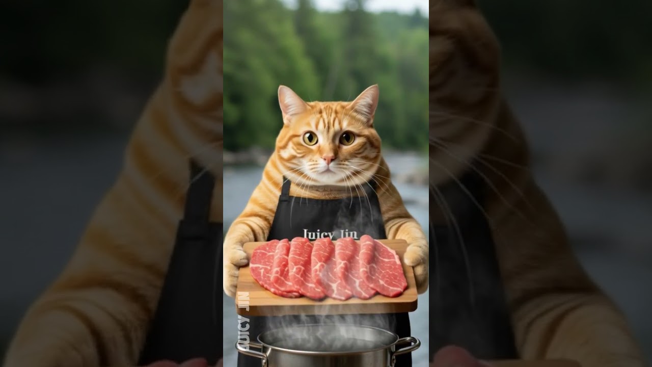 Cute Cat Cooking Beef Soup 