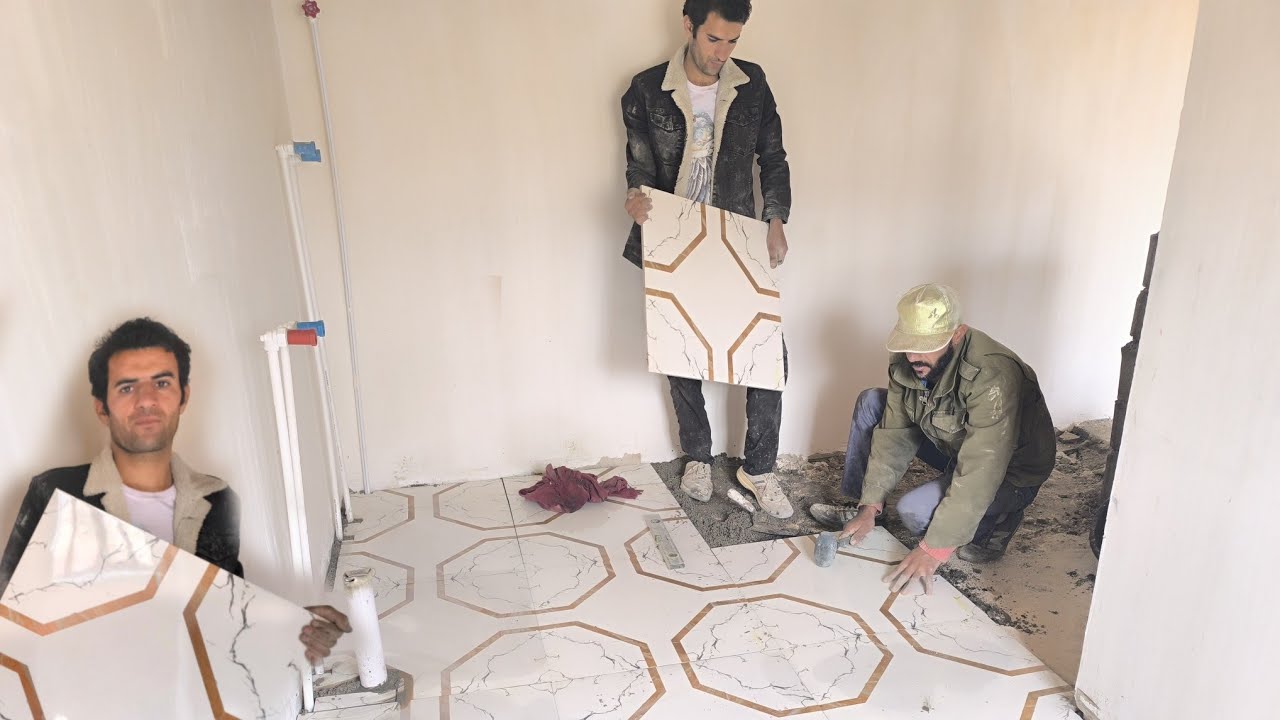 Ali's happiness and motivation to start installing tiles with the help ...