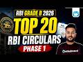 RBI Grade B 2026 | Top 20 RBI Circulars For Phase 1