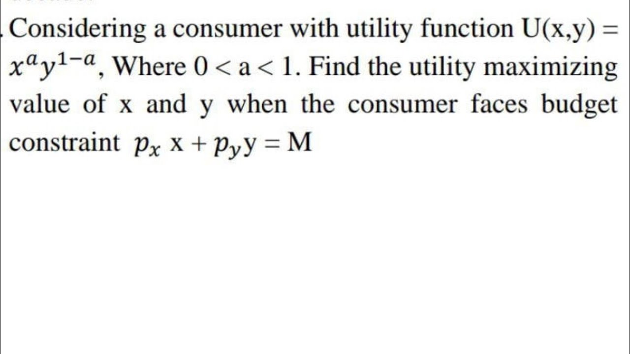 utility maximization problem - YouTube