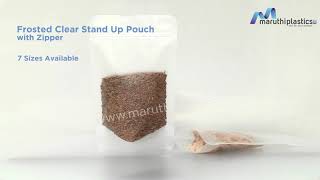 Frosted Clear Stand Up Pouch With Zipper | Buy Online Now from Maruthi Plastics and Packaging