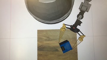 mbot robot grasping an object on simulator: showcasing the grasp fix plugin
