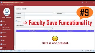 Celebrity Finance Management Project - Session 9  How to implement faculty save functionality Wealth