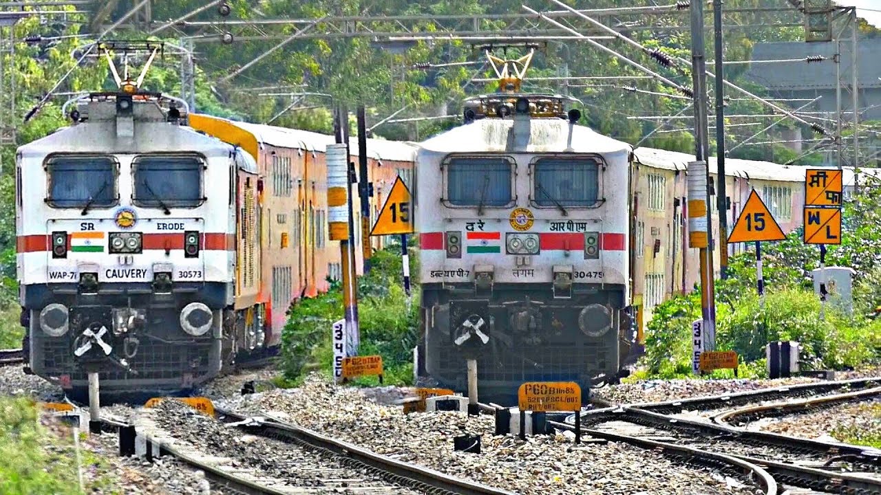 UDAY VS DOUBLE DECKER with special WAP7  CAUVERY AND THANGAM