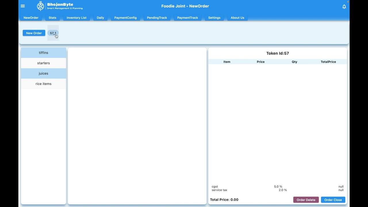 new order screen - tutorial 2