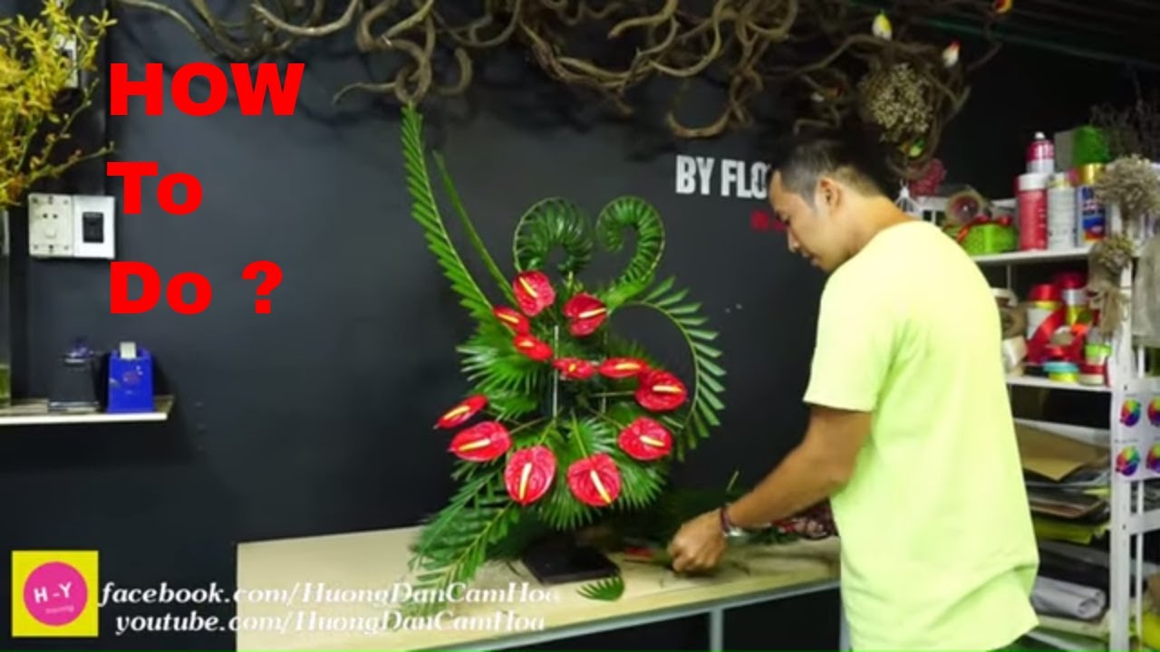 Cách cắm bình hoa Cúc Ping Pong Môn Đỏ | Cắm Hoa Bàn... - youtube
