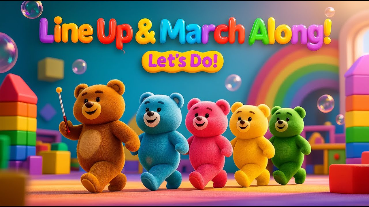 Line Up & March Along | Nursery Rhymes And Kids Songs
