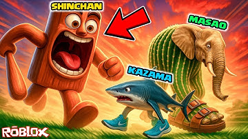 Shinchan Became Tung Tung Tung Sahur 😱 | Roblox Eat A Brainrot Or Die | Funny Game 😂