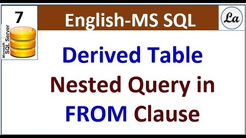 How to create Derived Table in SQL