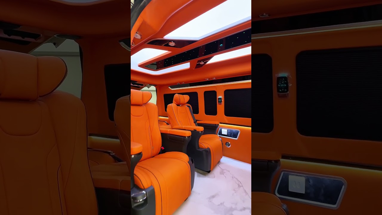 Toyota Hiace 9-Seater | Vibrant Orange Interior with Custom Comfort Features 