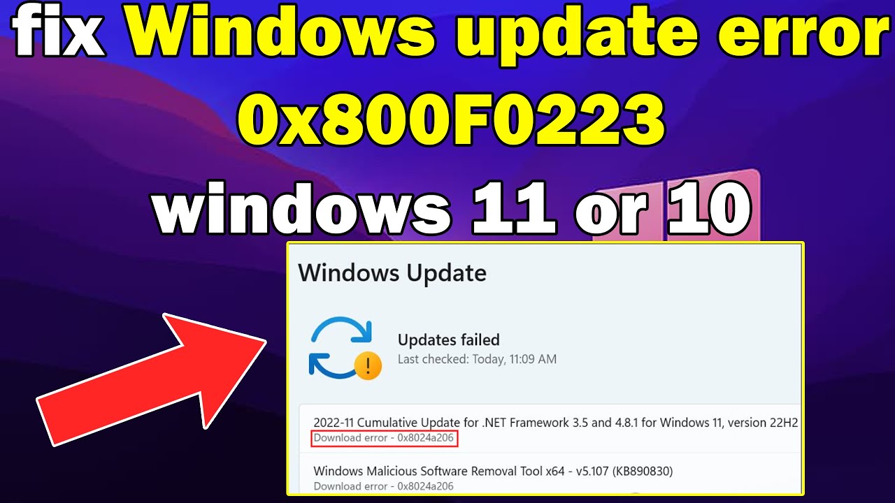How to fix Windows update error 0x800F0223 windows 11 or 10 - YouTube