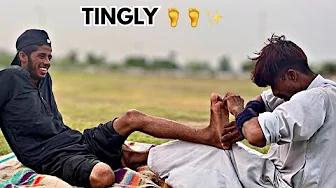 ASMR FEET TICKLISH MEN MASSAGE YOU WILL NEVER SEEN BEFORE | FOOT REFLEXOLOGY | LEG MASSAGE (OUTDOOR)