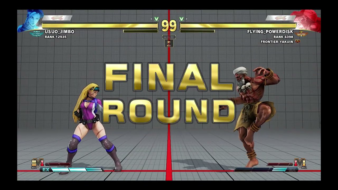 【SFV】【SFRePlayer】USUO JIMBO（CAMMY LP23484）VS FLYING POWERDISK（DHALSIM LP33328）【23776】