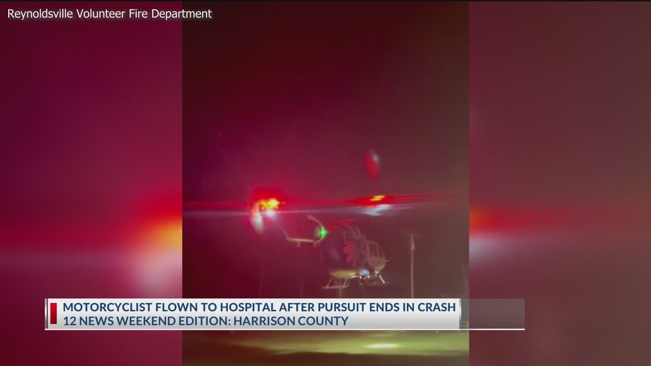 Motorcyclist flown to hospital after pursuit ends in crash - YouTube