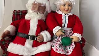 Animated Musical Santa Sleeping Mrs Claus Knitting on Couch