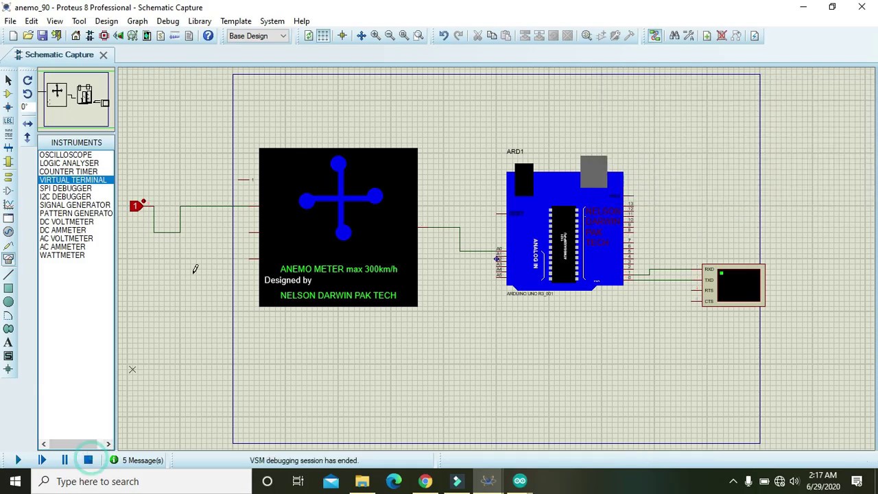 How to use anemometer in proteus anemometer(winds speed) measurement