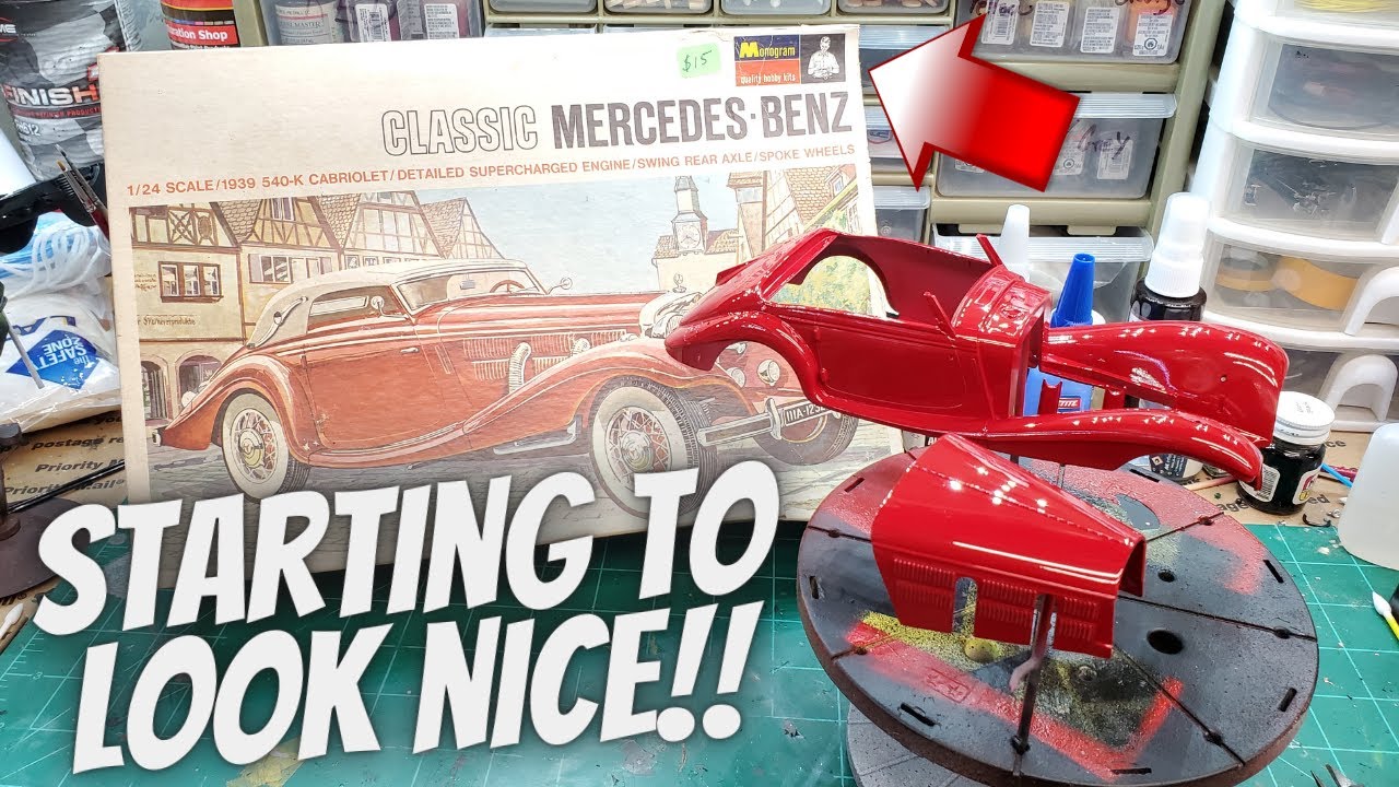 The Monogram 1939 Mercedes 540K Model kit from 1966 has been