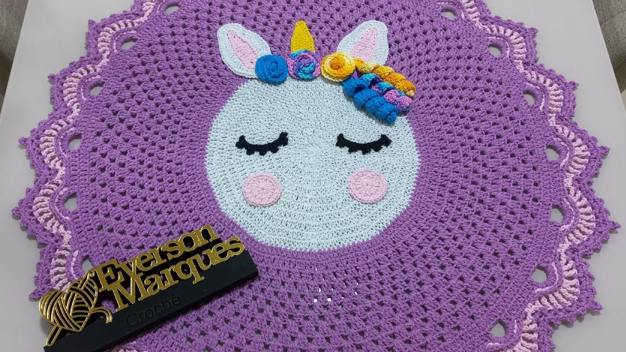 📢 TAPETE DE UNICÓRNIO EM CROCHÊ. 🦄 PASSO A PASSO. 🥰💜 