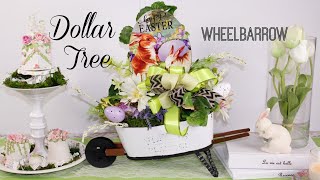 DOLLAR TREE WHEELBARROW DIY GARDEN PLANTER DECOR 🌷SPRING EASTER FLORAL DECOR CRAFT TUTORIAL DOLLAR TREE WHEELBARROW DIY GARDEN PLANTER DECOR 🌷SPRING EASTER FLORAL DECOR CRAFT TUTORIAL
