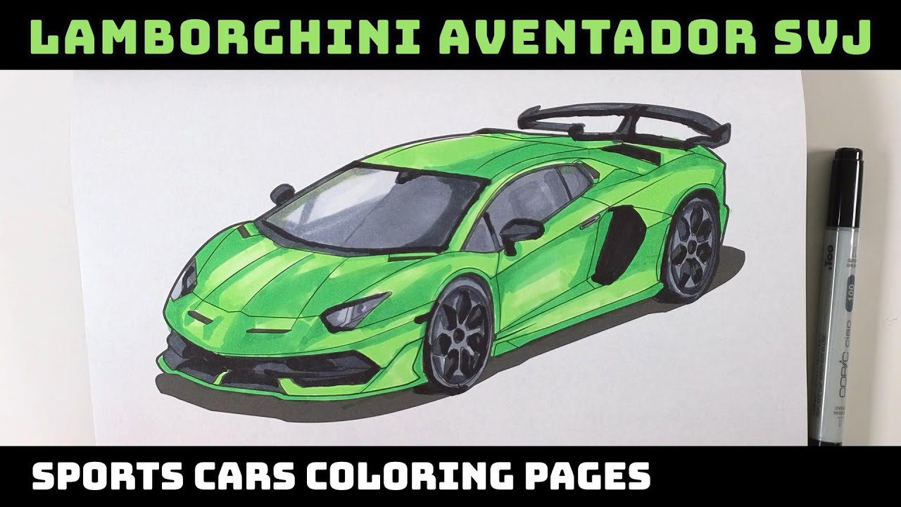 Lamborghini Aventador SVJ Coloring Page | Sports Car Coloring Book for ...