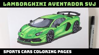Lamborghini Aventador SVJ Coloring Page Sports Car Coloring Book for Car Lovers