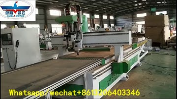 Automatic loading and unloading three spindle ATC CNC router for wood cabinet door making