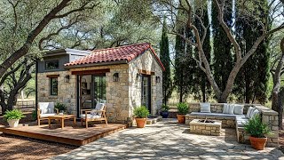 Cozy Tiny House Patio With Warm Wooden Pergola And Relaxing Outdoor Seating Area screenshot 5