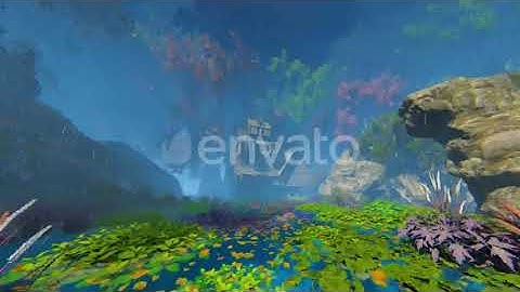 Ancient House Deep In The Rocks At Rain | Motion Graphics - Envato elements