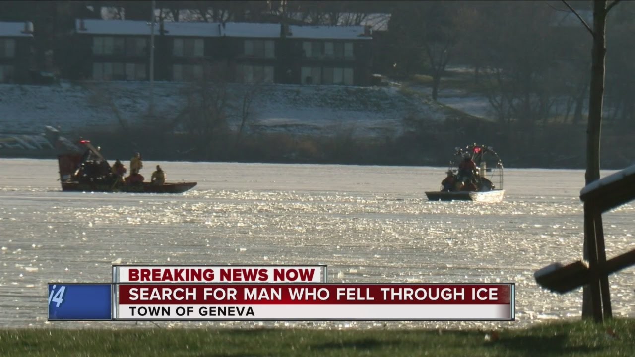 Search for man who fell through ice - YouTube