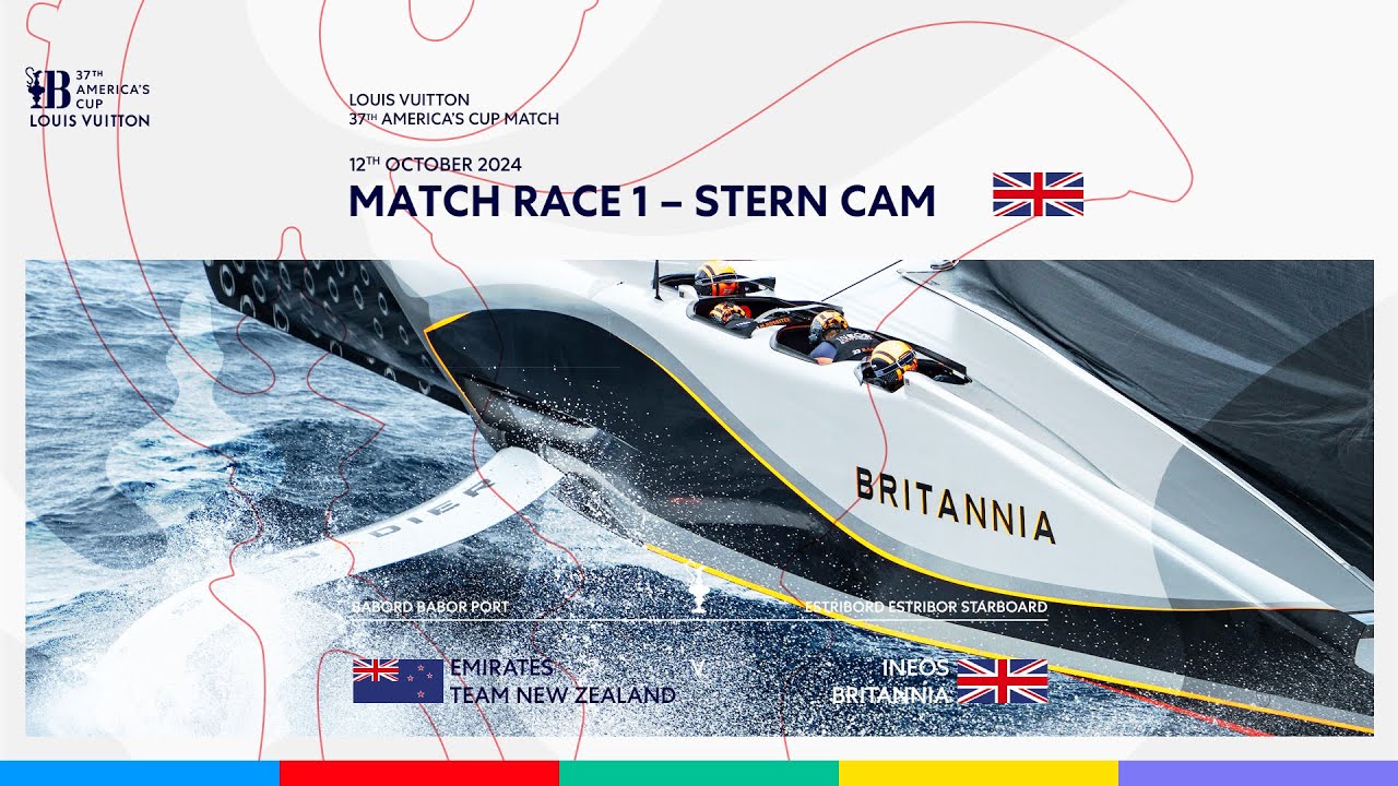 Louis Vuitton 37th America's Cup Race 1 Starboard Entry Stern Camera - INEOS Britannia