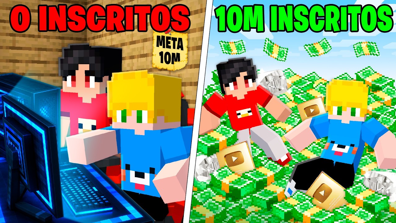 Fui de YOUTUBER POBRE até YOUTUBER RICO no Minecraft!