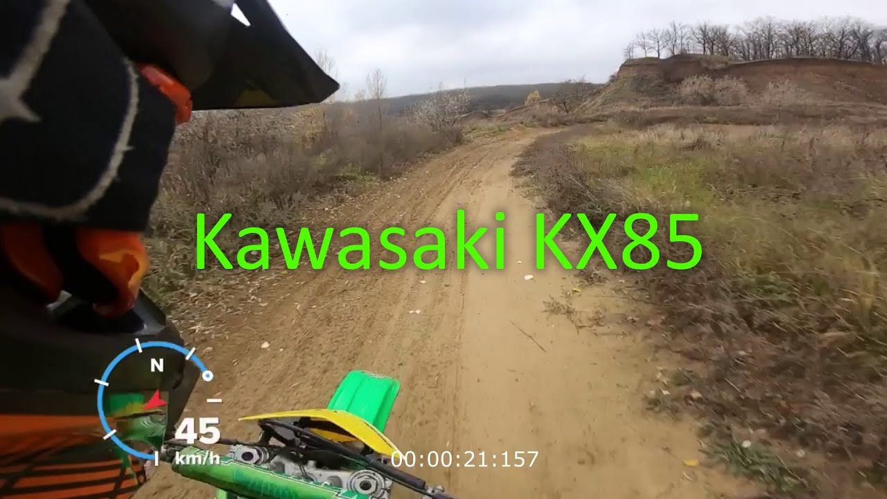 Прохват на Kawasaki KX85. Первый раз на подростковом 2Т кроссаче. 85 кубов. 32 л.с. Грязь..