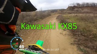 Прохват на Kawasaki KX85. Первый раз на подростковом 2Т кроссаче. 85 кубов. 32 л.с. Грязь..