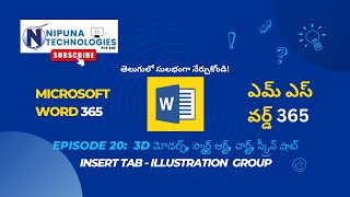 #20 | MS Word 365 Tutorial In Telugu | Illustration Group on Insert Tab in MS Word 365 In Telugu