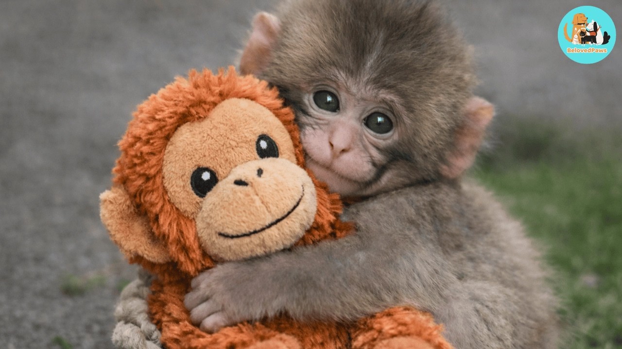The Abandoned Baby Monkey Punch Hugged A Stuffed Toy Instead Of His Mother.