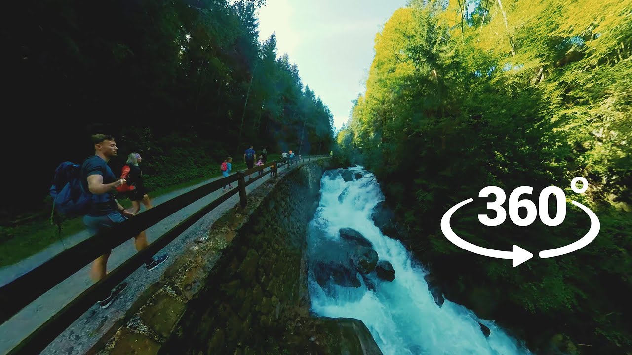 Relaxing walks. VR водопад. Природа VR 360.