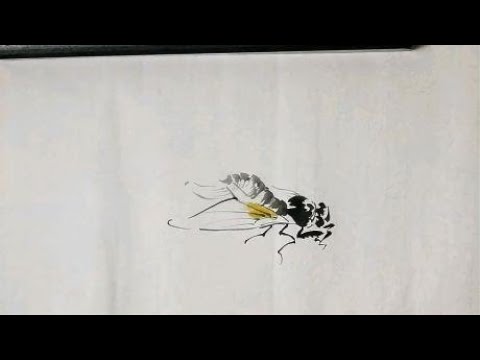 5.3.2不同形态蝉的画法16，蝉，草虫，花鸟鱼虫，国画快速入门