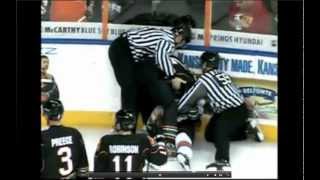 CHL Quad City-Missouri hockey fight - Aduba vs McCready 12/8/12