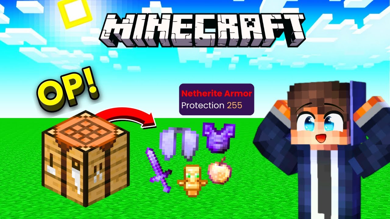 Minecraft, But Crafting Table Drops Random OP Items - YouTube