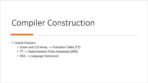 Lexical Analyzer | Enum, 2D-Array to Transition Table (TT) | TT to DFA | DFA to Language Statement