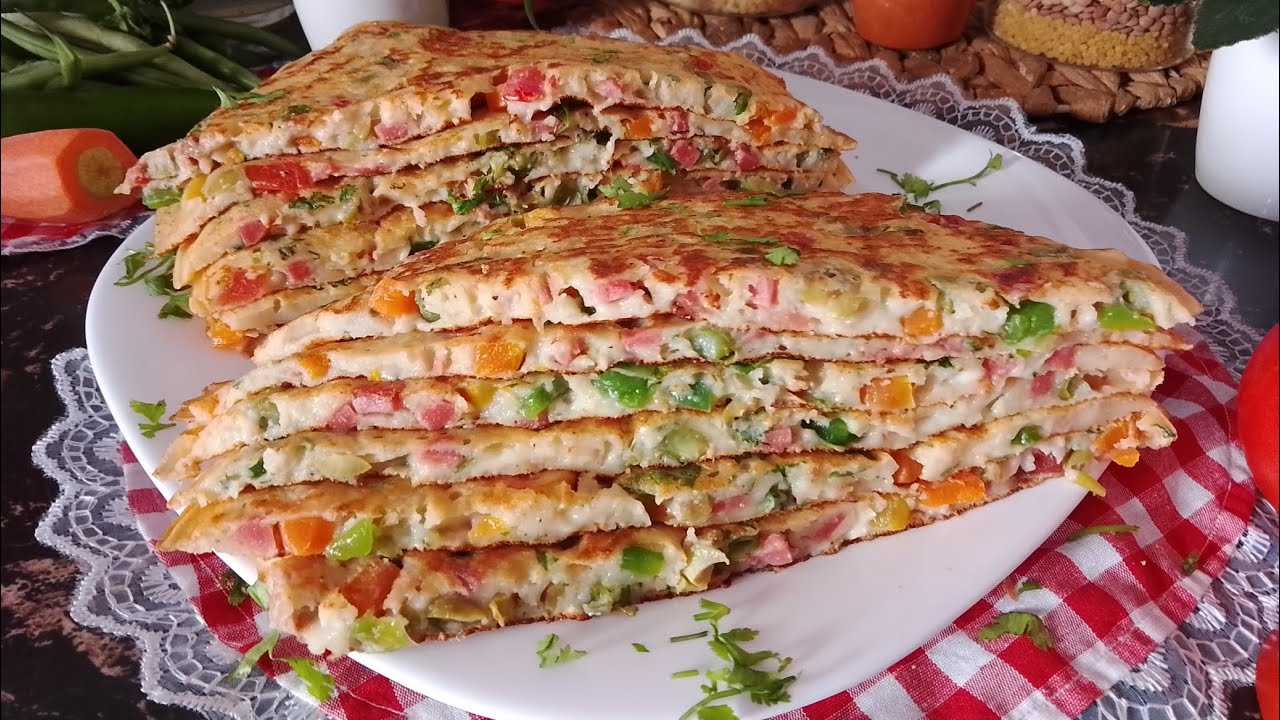 أطفالك ماياكلوش الخضر 😞 من اليوم رايحين ياكلوهم فطاءر المقلاة السريعة بالخضر 🥕🍅