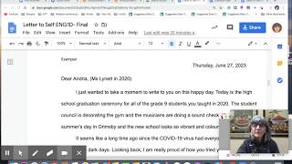 ENG1D - Letter to Yourself