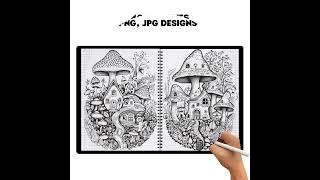 Zentangle Mushroom Coloring Pages — Printable Nature Art
