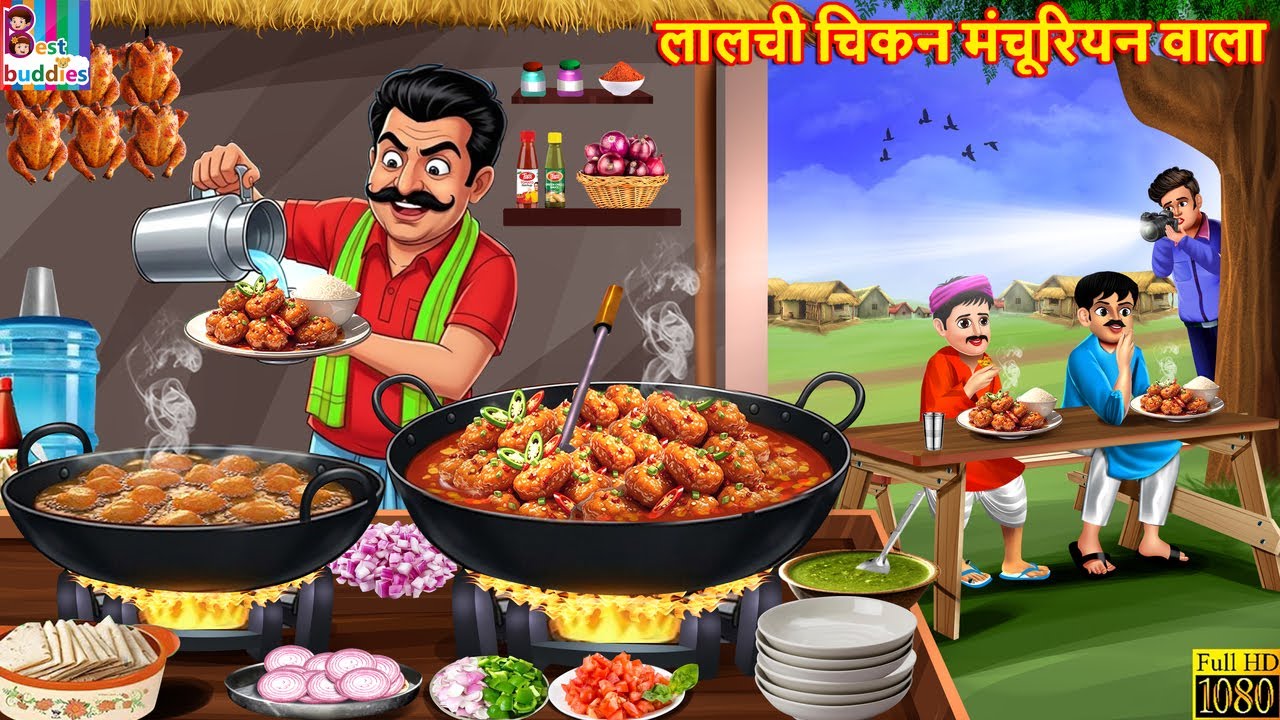 लालची चिकन मंचूरियन वाला | Chicken Manchurian Wala | Hindi Kahani | Moral Stories | Hindi Cartoon
