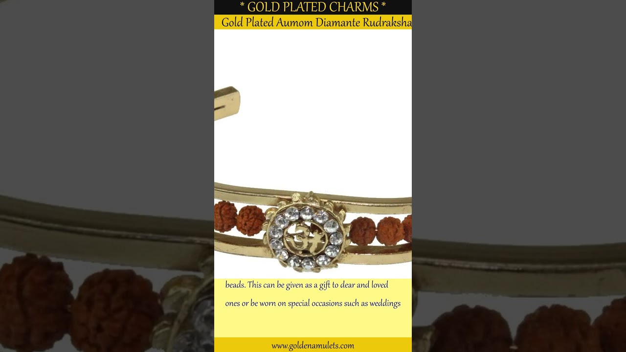 Gold Plated Aumom Diamante Rudraksha Kadabanglebracelet15mmh:5cmxw:7.5cm