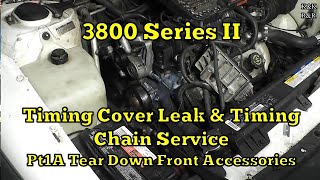 1995 Oldsmobile 88 3800 Timing Cover Leak and Timing Chain Service Pt 1A Front Accessory Tear Down