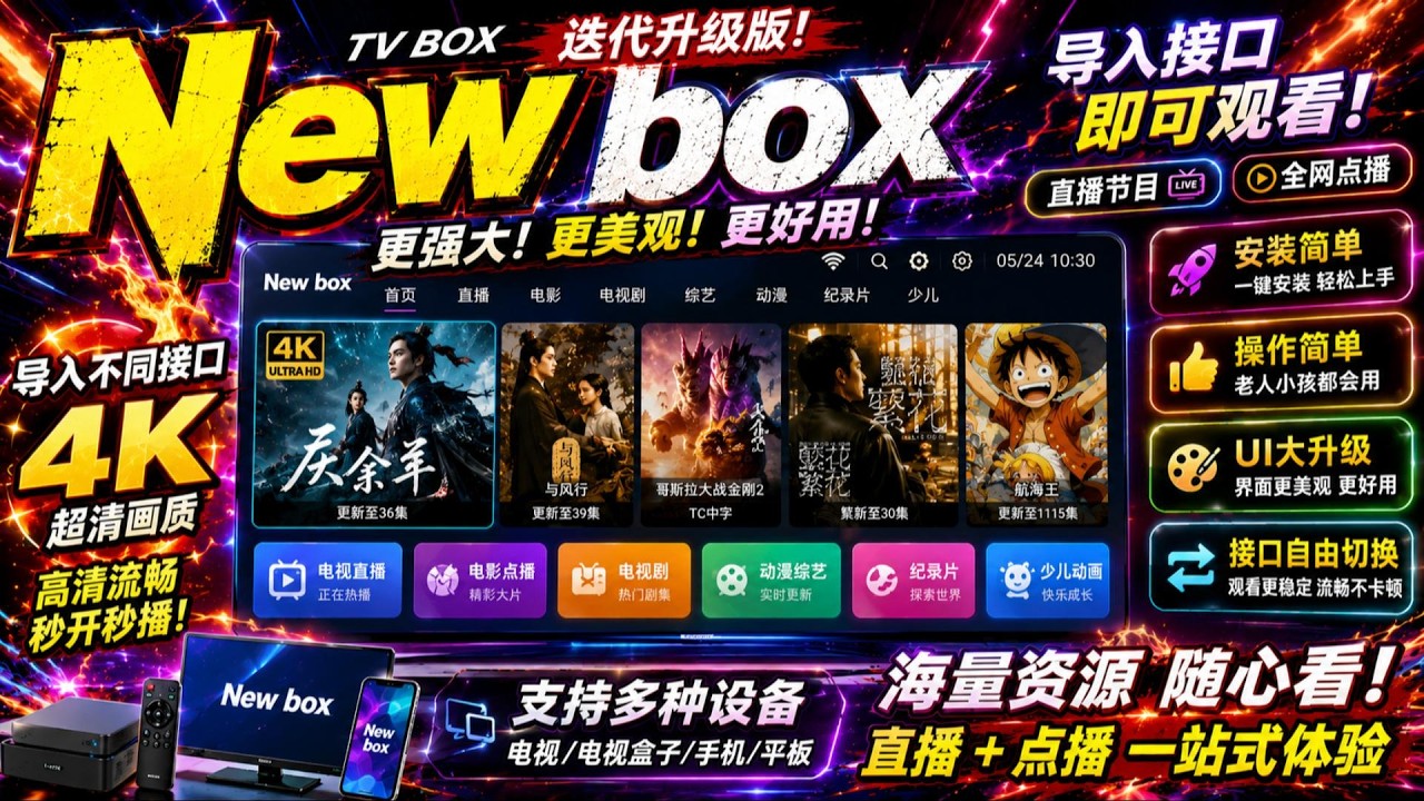 TVBox迎来终极进化？New Box实测体验曝光！全新界面Iptv +4K超清线路+