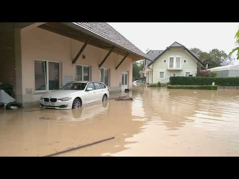 Poplave v Žejah pri Komendi.