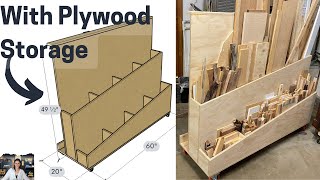 Mobile Wood Storage Cart with Plywood Storage & Vertical Storage