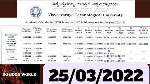 VTU UPDATE TODAY 2022 | VTU LATEST UPDATES | Academic Calendar of EVEN Semester... | DO GOOD WORLD |